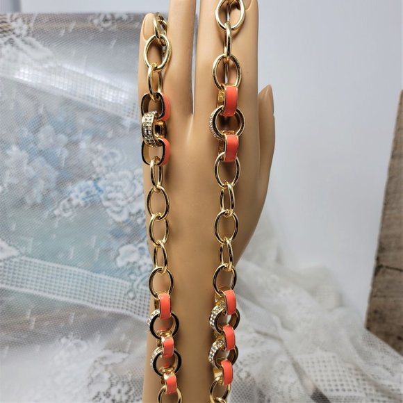 Awesome Heavy Chain Rhinestone & Enamel Necklace - Picture 6 of 9